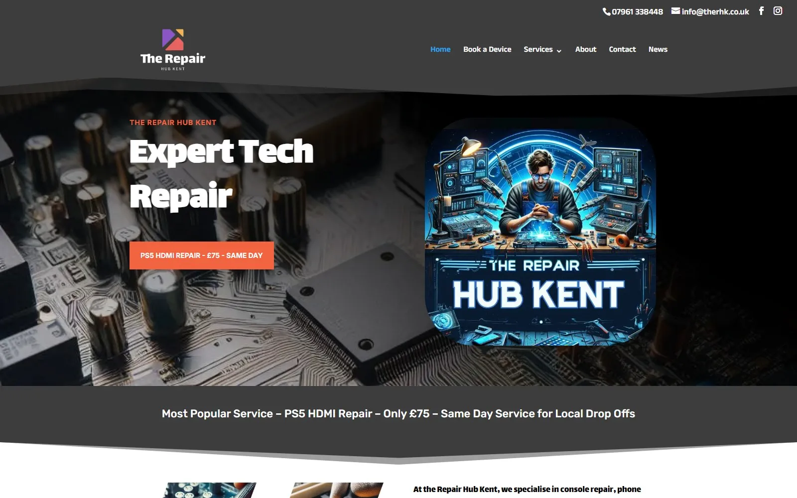 The Repair Hub home page